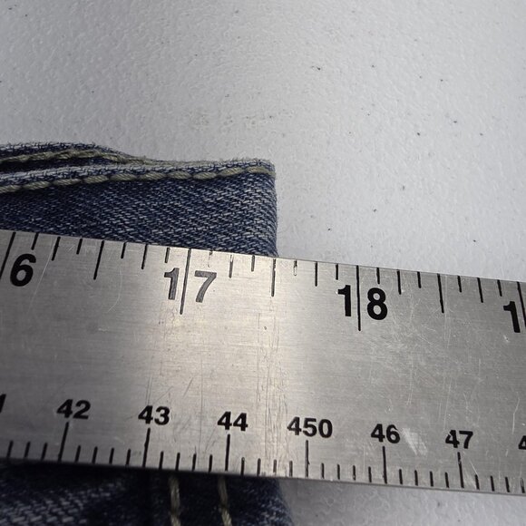 Axe & Crown Jeans Mens 33x32 Blue Slim Boot Distressed Denim Back Flap Pockets - Picture 12 of 14